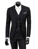 Baldwin - 3 teiliger Anzug mit Reverskragen Blazer ärmelloser Weste und schmaler Hose