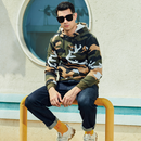 Elias - Bedruckter Kapuzenpullover mit langen Ärmeln verstellbarem Kordelzug und Taschen