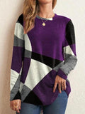 Lina - Rundhalsausschnitt Langärmelig Patchwork Bluse