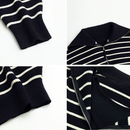 Anja - Lässiger Langarmpullover mit Streifenmuster und Halber Reißverschluss