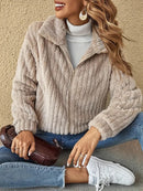 Carol - Warm Langärmelig Pelzige Jacke Mit Reissverschluss
