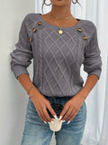 Gisela - Rundhalsausschnitt Langärmelig Strickpullover