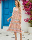 Luisa – Modisches Langarmkleid mit V Ausschnitt und Blumenprint