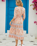 Luisa – Modisches Langarmkleid mit V Ausschnitt und Blumenprint