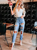 Zenab – Stylische hoher Taille Gerades Bein Hose mit Schneiden Design und Taschen