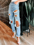 Zenab – Stylische hoher Taille Gerades Bein Hose mit Schneiden Design und Taschen