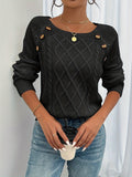 Gisela - Rundhalsausschnitt Langärmelig Strickpullover