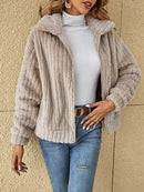 Carol - Warm Langärmelig Pelzige Jacke Mit Reissverschluss