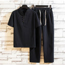 Carl - Zweiteiliges Set aus locker sitzendem Kurzarmhemd und Hose mit Kordelzug