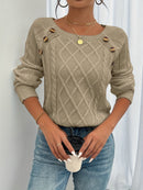 Gisela - Rundhalsausschnitt Langärmelig Strickpullover