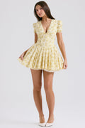 Lina – Minikleid mit Blumenprint, tailliertem Hemd und Faltenrock