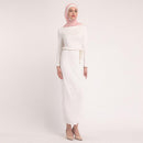 Gertrud – Elegantes Slim Fit Langarmkleid mit Rundhalsausschnitt