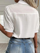 Luise - V Ausschnitt Top mit floralem Muster und Stickerei Halbarm