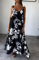 Lelia – Stilvolles fließendes Kleid mit Blumenmuster Trägern und ohne Ärmel