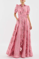 Rosalie – Bedrucktes Kurzarmkleid mit Gürtel Taille und Taschen