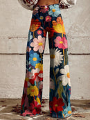 Anna - Weites Bein Blumen Druck Hose Mit Taschen