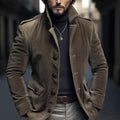 Bastian - Langärmelig Standkragen Kord Blazer Mit Taschen