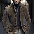 Bastian - Langärmelig Standkragen Kord Blazer Mit Taschen