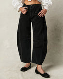 Falina - Stylische locker sitzende Hose mit Taschen und Knopf