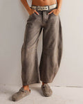 Falina - Stylische locker sitzende Hose mit Taschen und Knopf