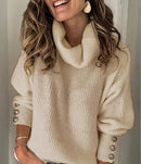 Emilia - Langärmelig Rollkragenpullover Mit Schaltflächen