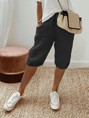 Frieda - Lässige elastische Kurze Hosen mit weitem Bein und hoher Taille und Taschen