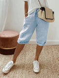 Frieda - Lässige elastische Kurze Hosen mit weitem Bein und hoher Taille und Taschen