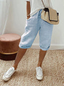 Frieda - Lässige elastische Kurze Hosen mit weitem Bein und hoher Taille und Taschen