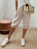 Frieda - Lässige elastische Kurze Hosen mit weitem Bein und hoher Taille und Taschen