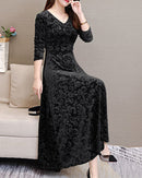 Sophia - Elegantes Samt Midi Kleid