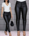 Zarina – Lässige Hohe Taille Schlanke Passform Hose mit Reißverschluss und Taschen