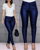 Zarina – Lässige Hohe Taille Schlanke Passform Hose mit Reißverschluss und Taschen