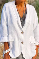 Ada – Stilvolle Langarmjacke mit Taschen und Knopfverschluss