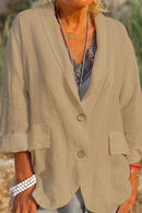Ada – Stilvolle Langarmjacke mit Taschen und Knopfverschluss