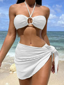 Tamara – Lässiges dreiteiliges Neckholder Bikini Satz mit Wickelrock