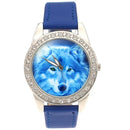 Madita – Stilvolle Uhr mit Wolfszifferblatt und gepolstertem verstellbarem Armband