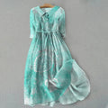 Gisela – Stilvolles Maxikleid mit Blumendruck und Kordelzug und kurzen Ärmeln