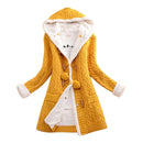 Amara - Langärmelige Kapuze Gestrickt Strickjacke Mit Taschen
