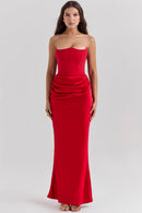 Clara - Ärmellos Strapless Korsett Maxikleid