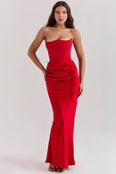 Clara - Ärmellos Strapless Korsett Maxikleid