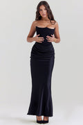 Celina – Modisches ärmelloses langes Kleid mit plissierter hoher Taille