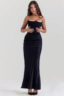 Celina – Modisches ärmelloses langes Kleid mit plissierter hoher Taille