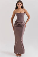 Clara - Ärmellos Strapless Korsett Maxikleid