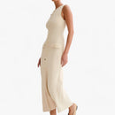 Lina - Rundhalsausschnitt Ärmellos Maxikleid Mit Schaltflächen