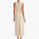 Lina - Rundhalsausschnitt Ärmellos Maxikleid Mit Schaltflächen