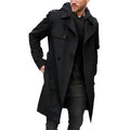 Alaric - Lange Ärmel Zweireihiger Trenchcoat mit Reverskragen und Gürtel