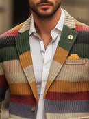 Gunar - Lässige langärmelige Strickjacke mit Regenbogenstreifen und Revers
