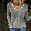 Leonie - Lässiger Langärmelig V Ausschnitt Strickpullover