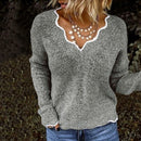 Leonie - Lässiger Langärmelig V Ausschnitt Strickpullover