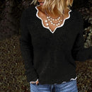 Leonie - Lässiger Langärmelig V Ausschnitt Strickpullover